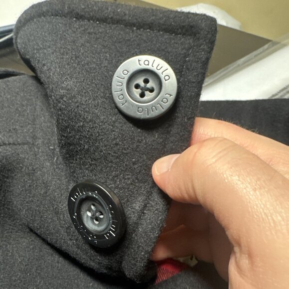 Talula Wool Blend Jacket Women’s M Black Utility Coat Buffalo Plaid Lining - Picture 8 of 8